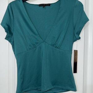 Almost Famous - Turquoise V-Neck Short Sleeve Top